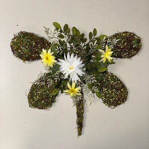 Daisy Moss Butterfly Dragonfly Wall Art Wreath Decorative Front Door Hanger
